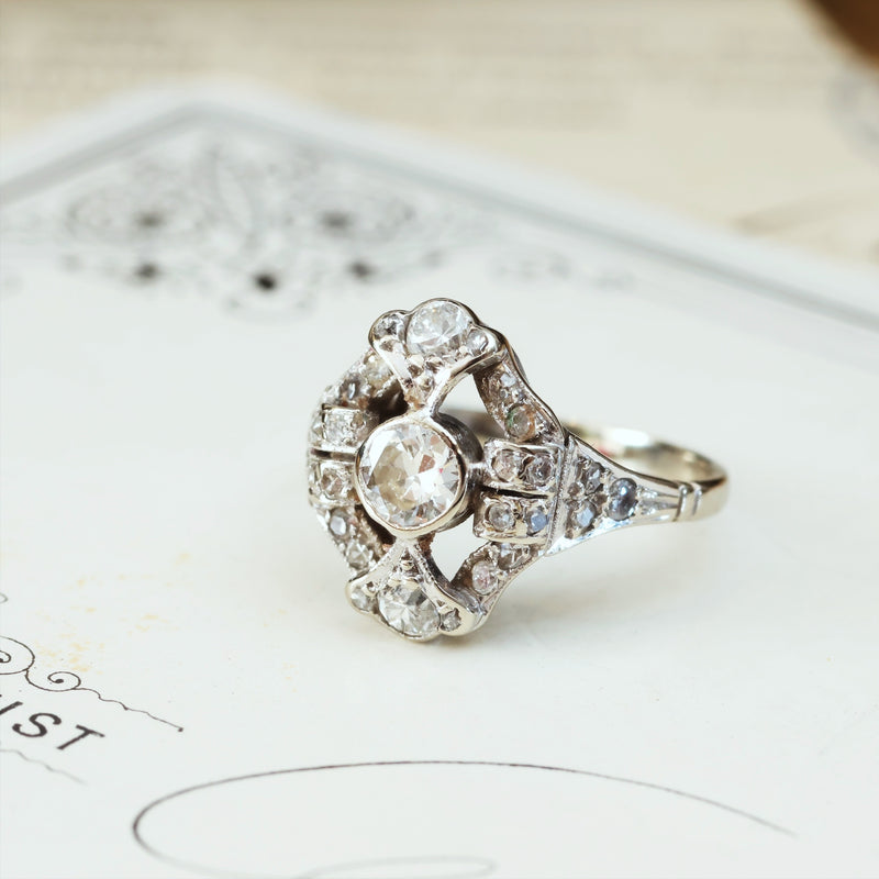 Buy Vintage Art Deco Ring Baguette Crown Cluster Engagement Ring Online in  India - Etsy