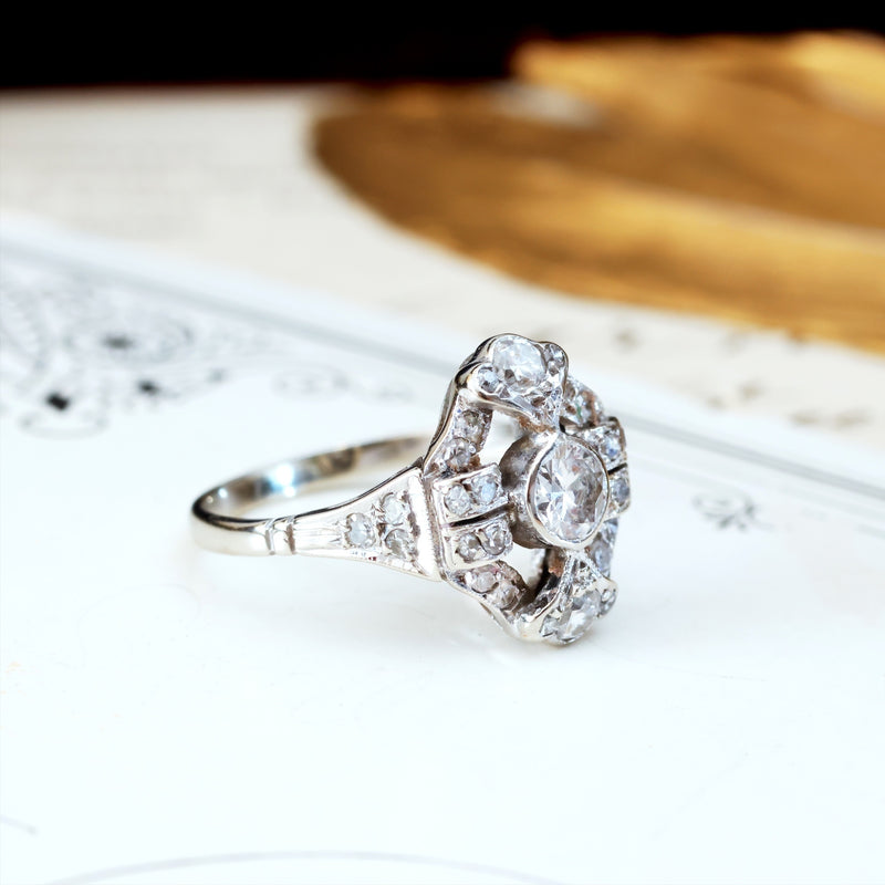 Quite Exquisitely Vintage Art Deco Diamond Cluster Ring