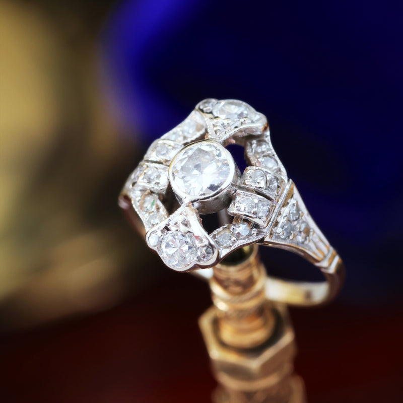 Quite Exquisitely Vintage Art Deco Diamond Cluster Ring