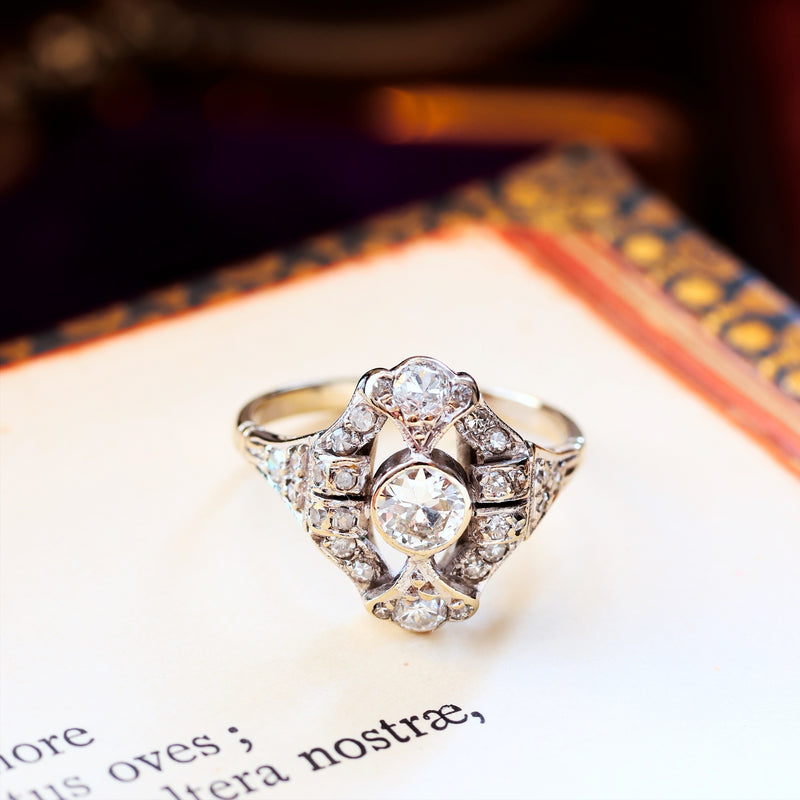 Exquisitely Vintage Art Deco Diamond Cluster Ring