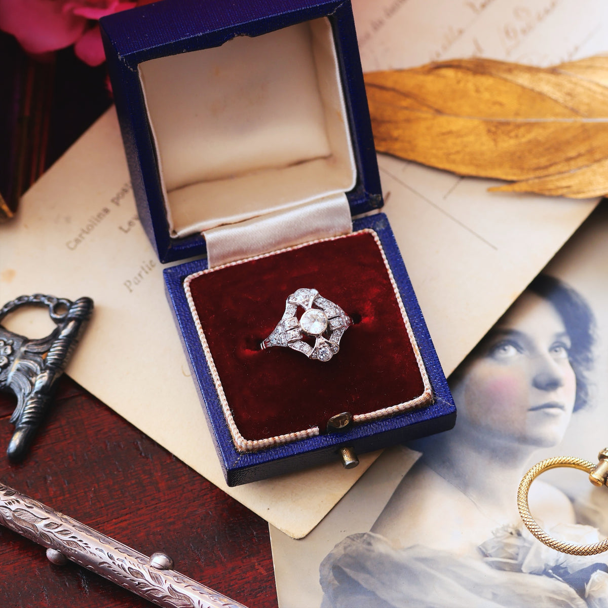 Quite Exquisitely Vintage Art Deco Diamond Cluster Ring