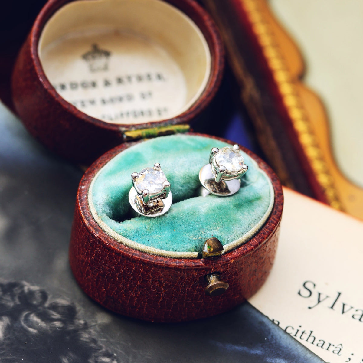 Vintage Hand Cut Diamond Stud Earrings