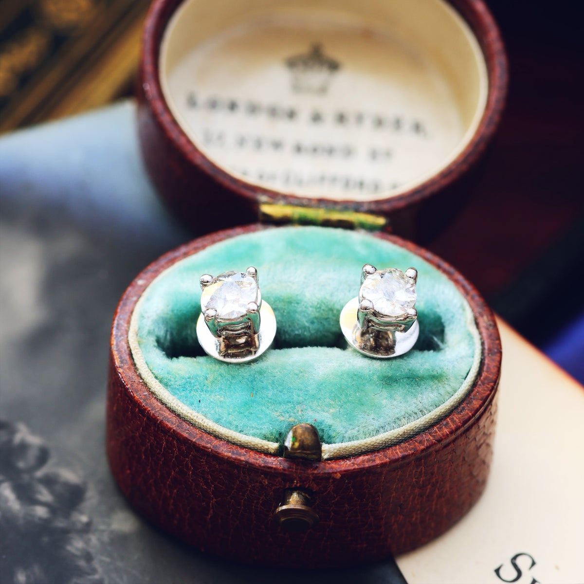 Vintage Hand Cut Diamond Stud Earrings