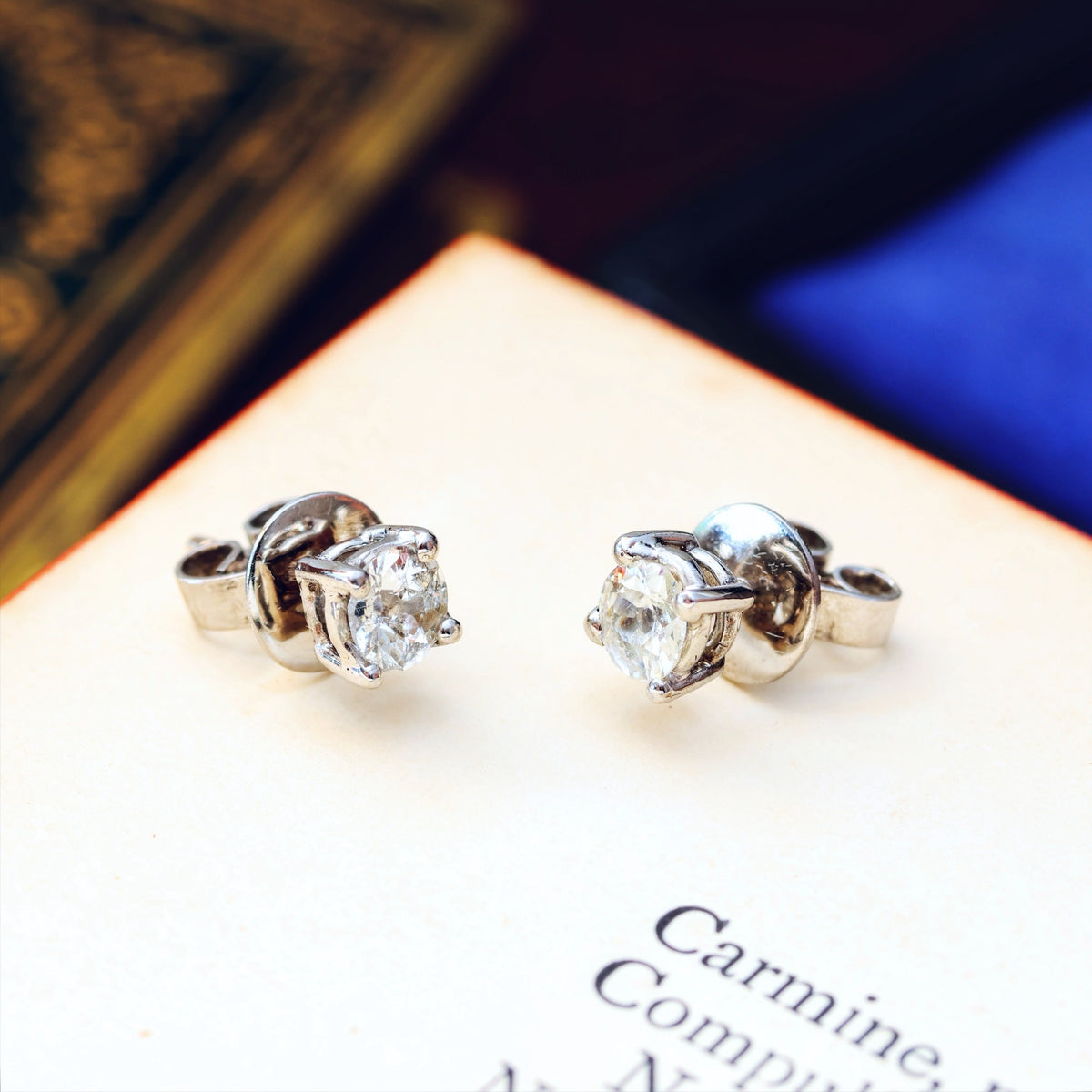 Vintage Hand Cut Diamond Stud Earrings