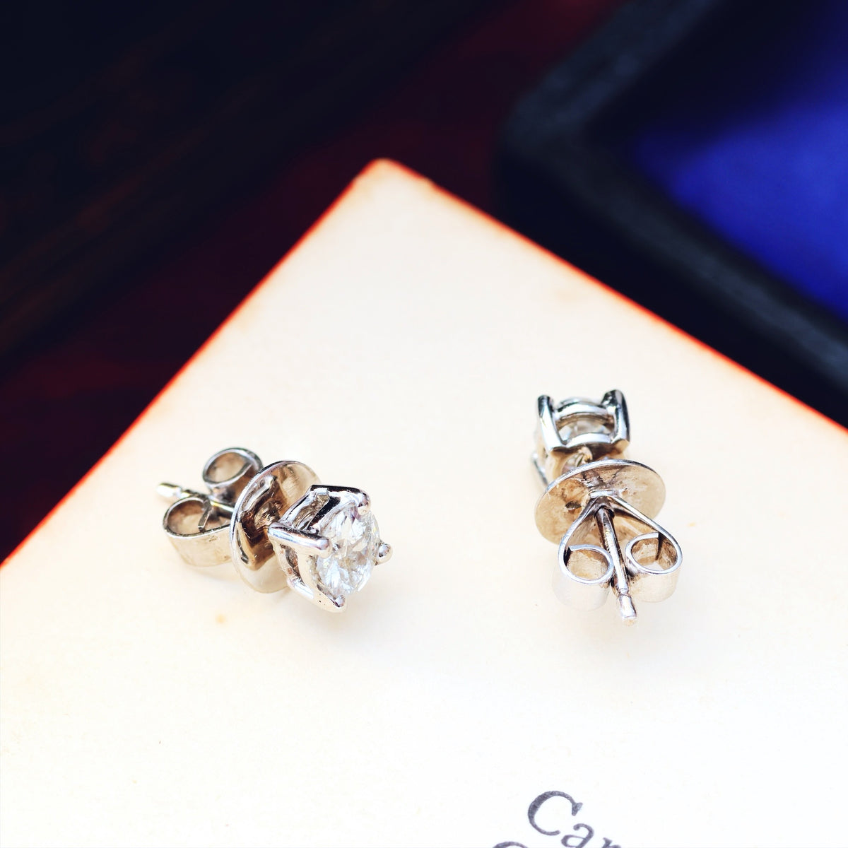 Vintage Hand Cut Diamond Stud Earrings