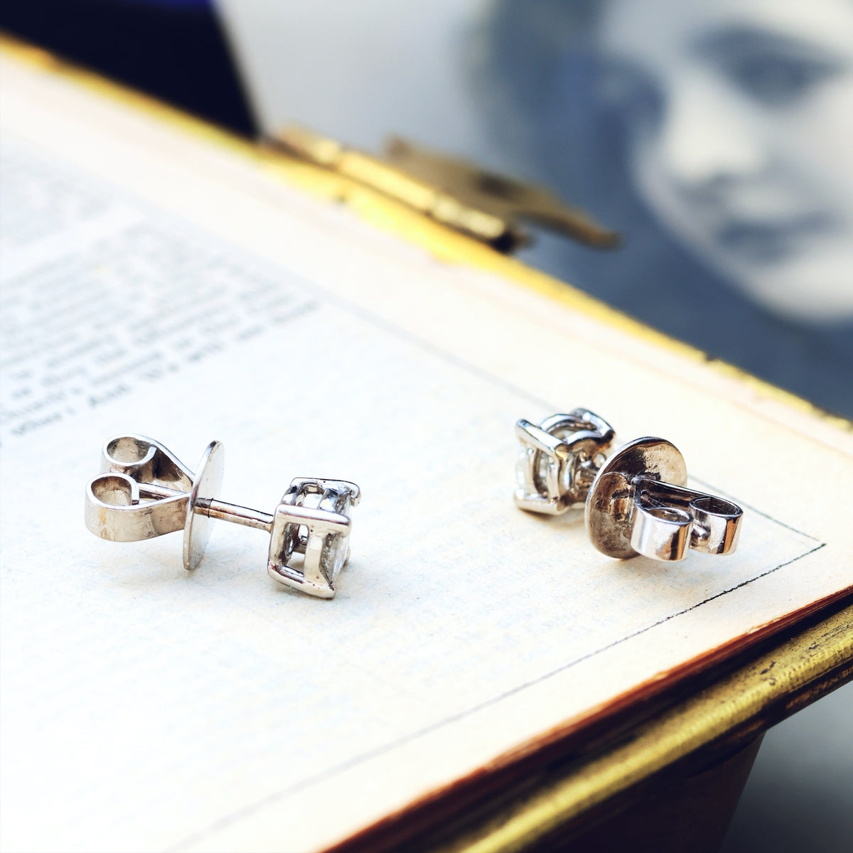 Vintage Hand Cut Diamond Stud Earrings