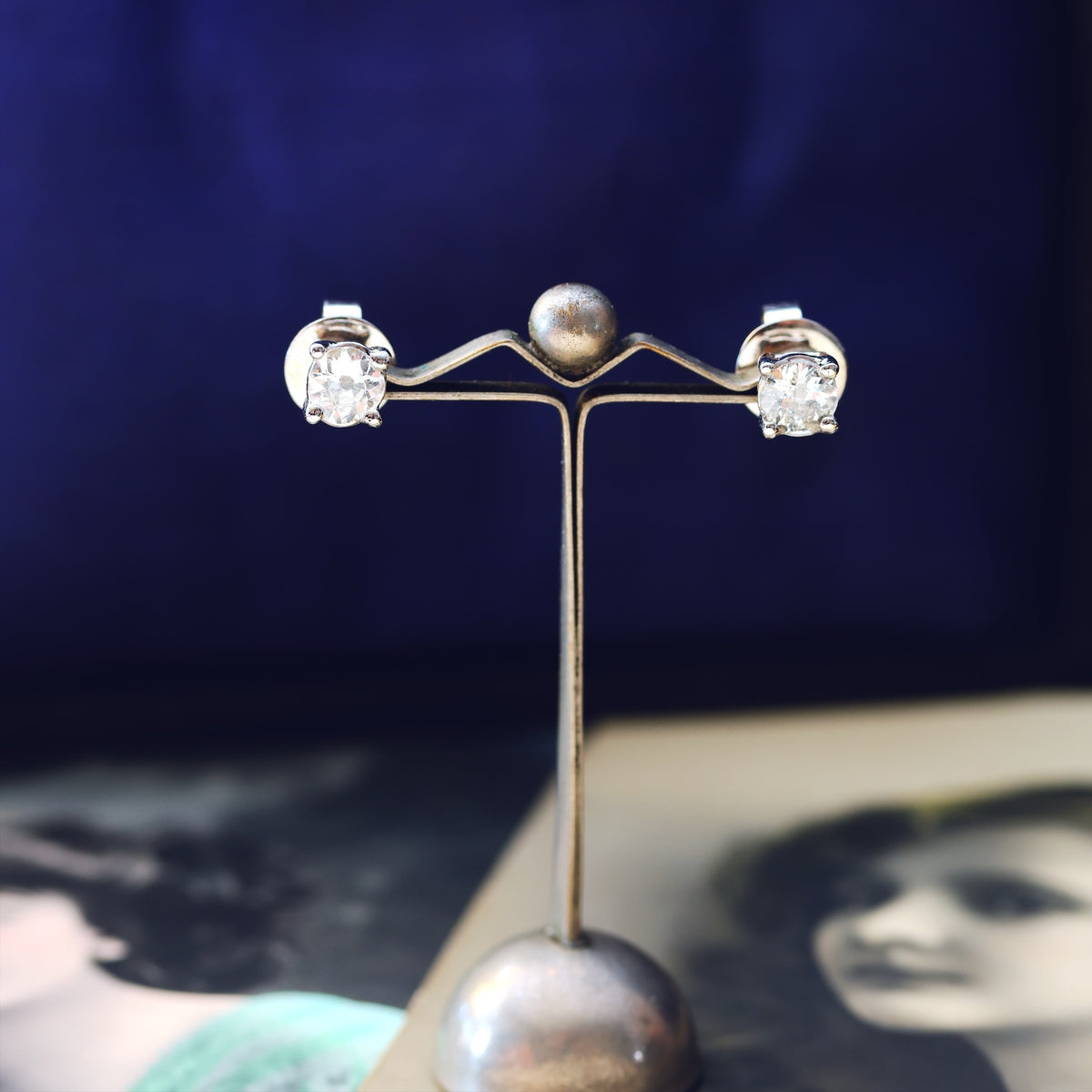 Vintage Hand Cut Diamond Stud Earrings
