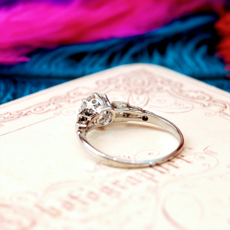1ct Old Cut Diamond Platinum Engagement Ring