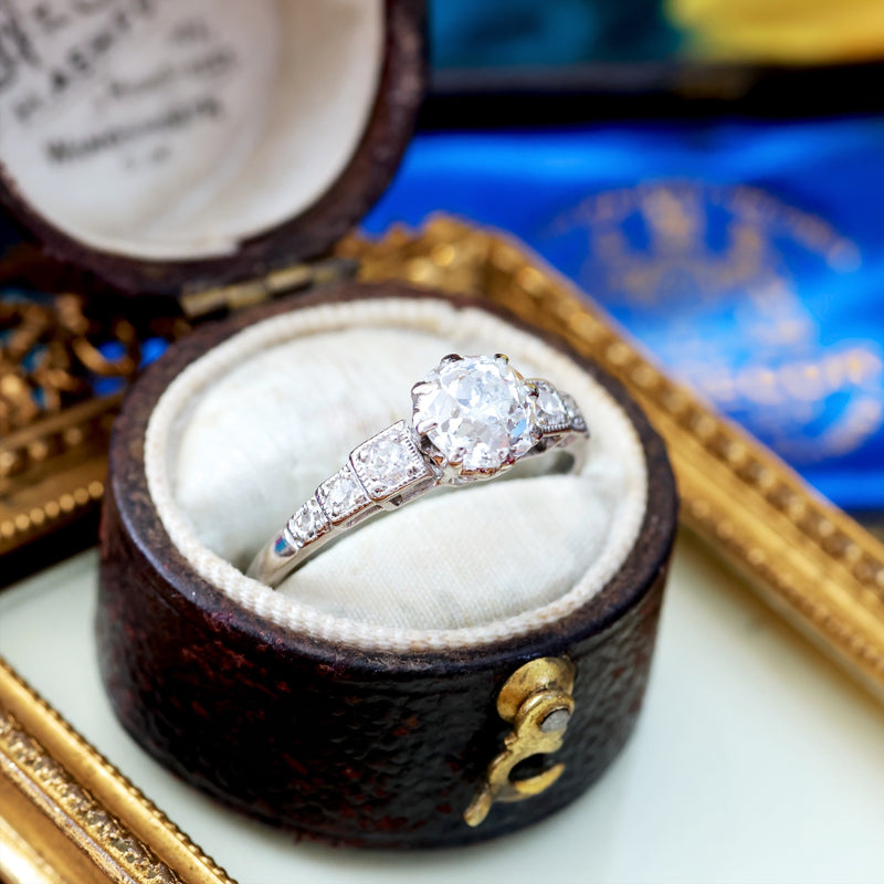 1ct Old Cut Diamond Platinum Engagement Ring
