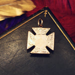 Antique Date 1894 Maltese Cross Bloodstone Locket