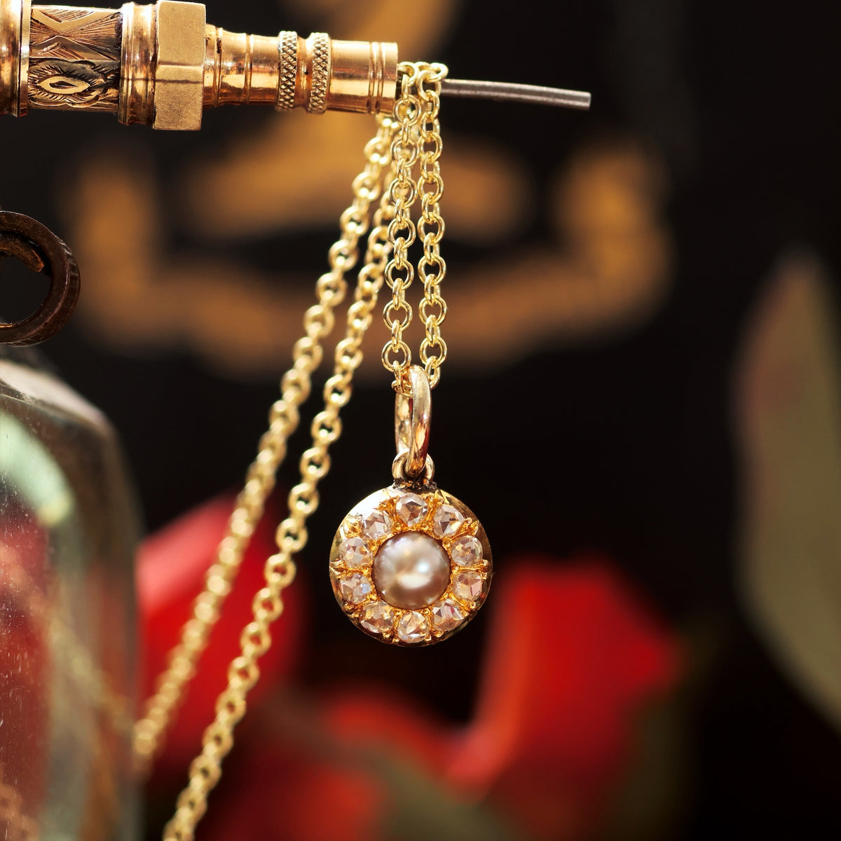 Blessed Little Pearl & Rose Cut Diamond Pendant