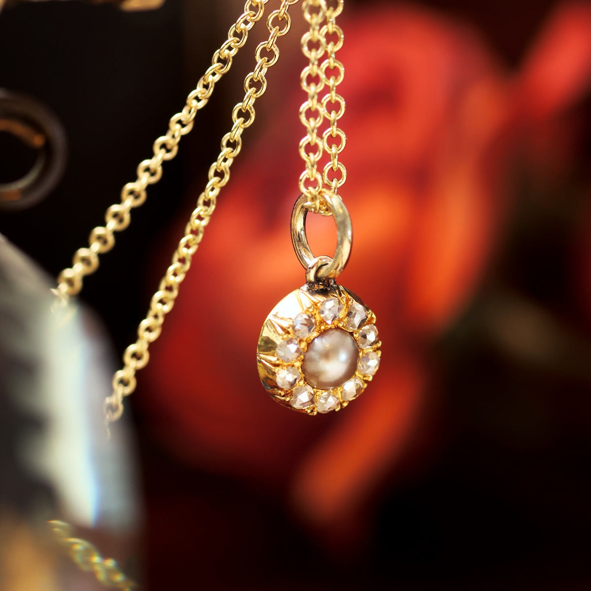 Pearl & Rose Cut Diamond Pendant