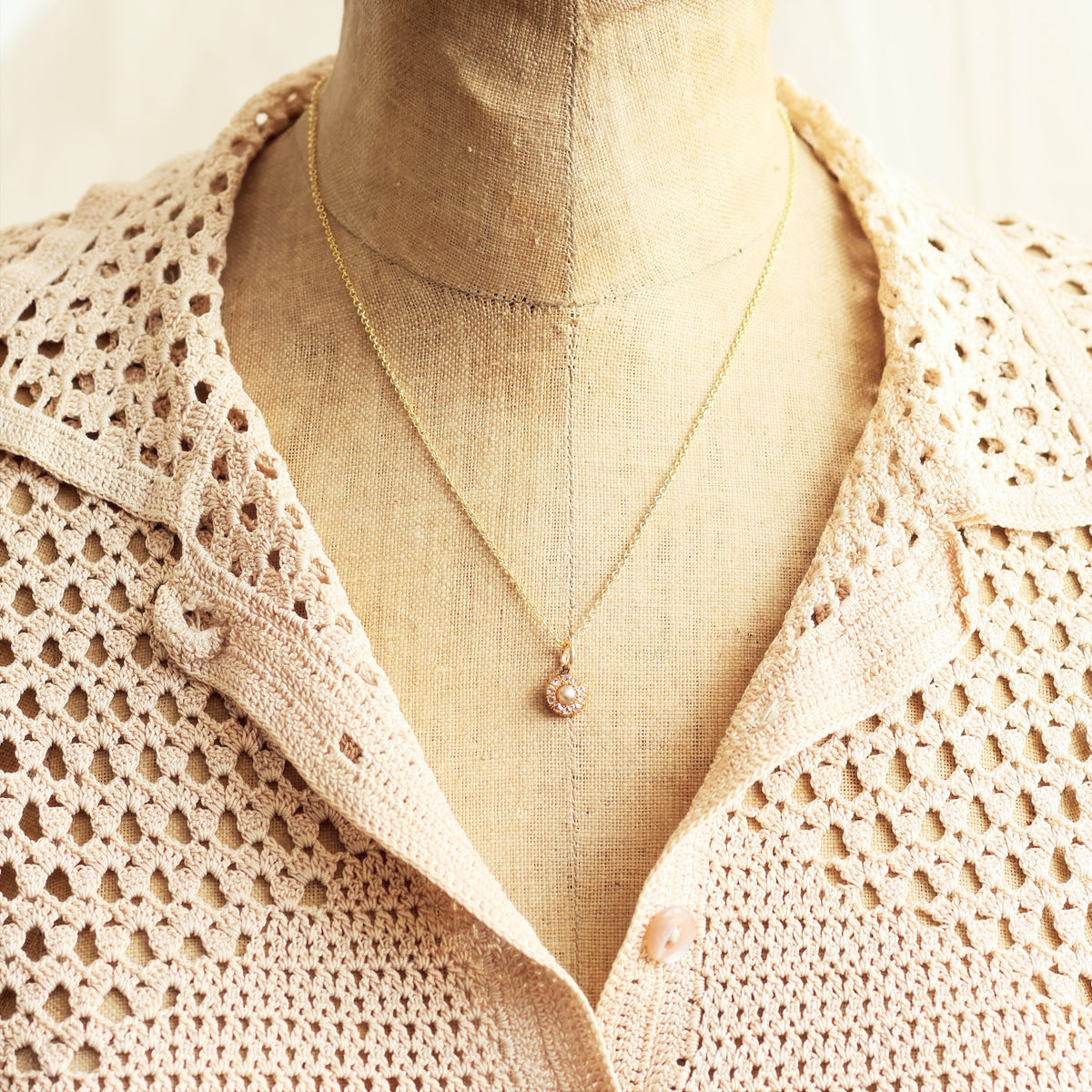 Blessed Little Pearl & Rose Cut Diamond Pendant