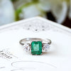 Vintage Emerald & Diamond Trilogy Engagement Ring