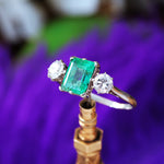Vintage Emerald & Diamond Trilogy Engagement Ring