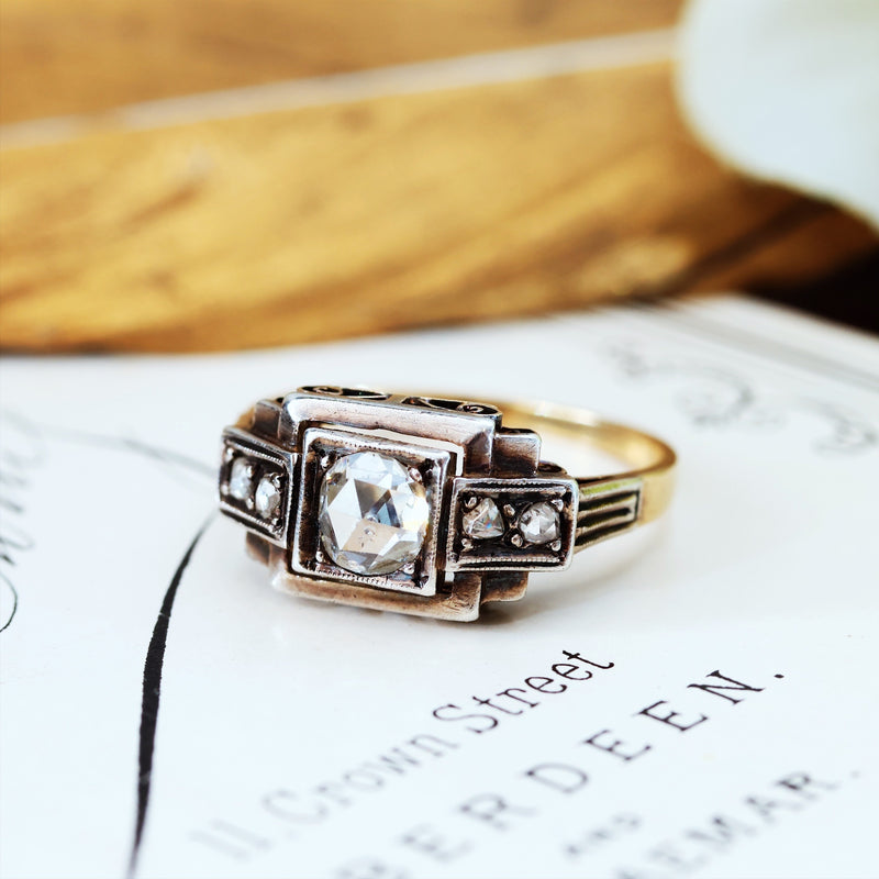 Vintage Original Art Deco Rose Cut Diamond Ring
