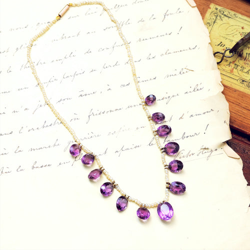 Victorian Amethyst & Seed Pearl Necklet