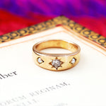 Antique Starred Diamond & Pearl Band Ring