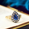 Georgian Styled Pear cut Sapphire & Diamond Ring
