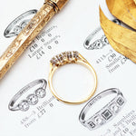 Oh Happy Love! Unique Vintage Trilogy Diamond Engagement Ring