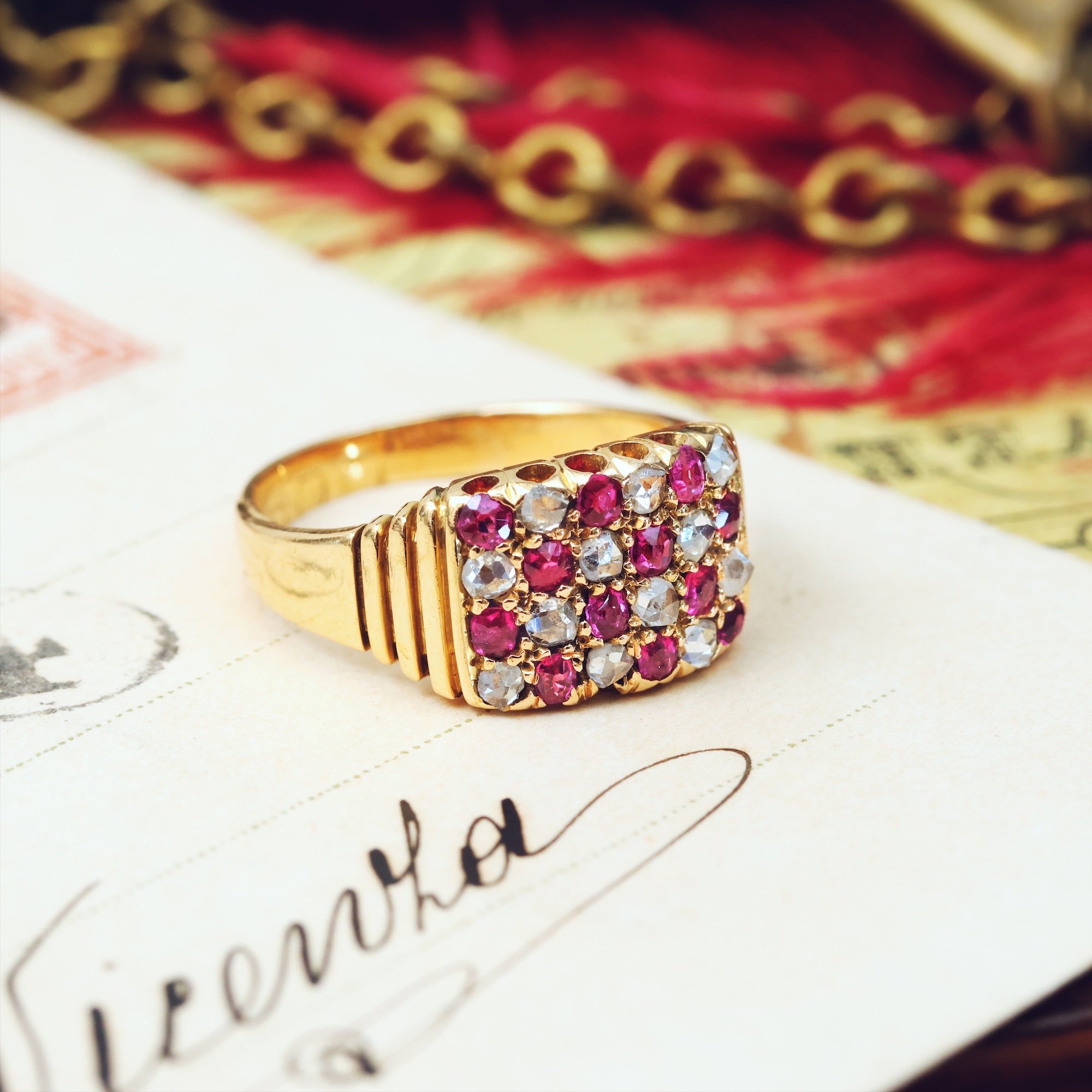 Edwardian Ruby Diamond 'Chequerboard' Ring – Fetheray