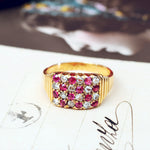 Ruby & Diamond 'Chequer' 18ct Gold Ring