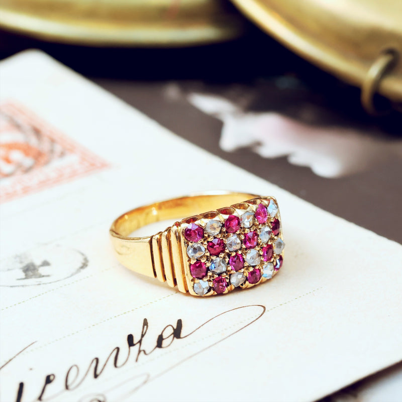 Edwardian Ruby & Diamond 'Chequerboard' Ring