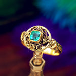Antique All Original Arts & Crafts Emerald Ring