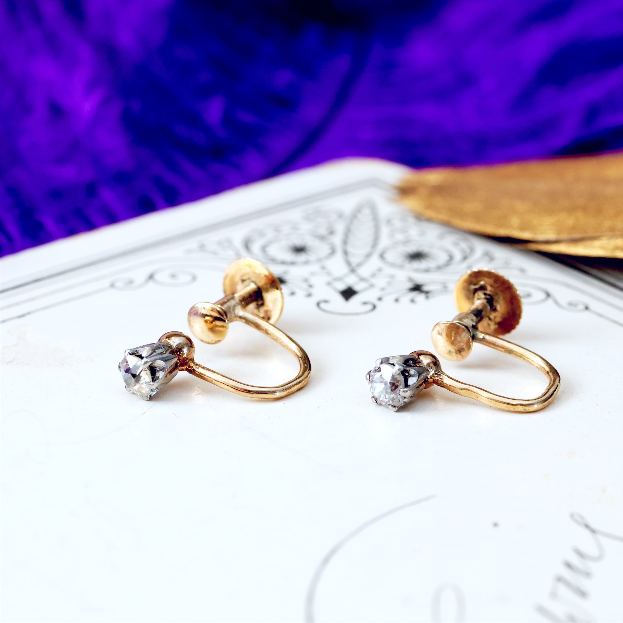 Rare! Authentic Tiffany & Co 18k Yellow Gold Diamond Earrings - Ruby Lane
