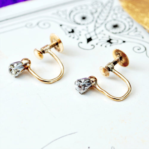 Vintage Screw Fit Diamond Earrings