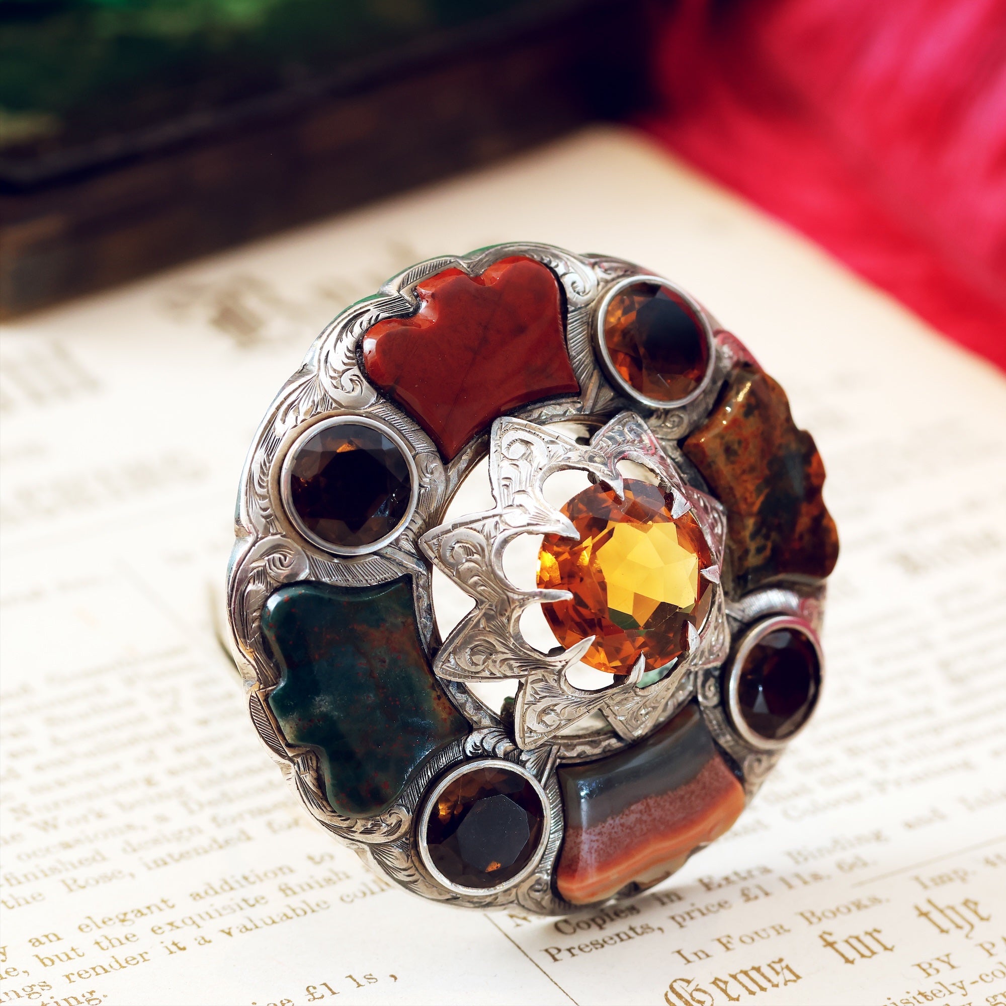 Germany agateガラス ヴィンテージブローチB115 Antique Victorian Scottish Agate Specimen Brooch – Fetheray