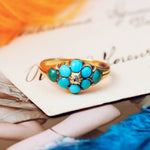 Fondest Victorian Turquoise & Diamond 'Forget me not' Ring