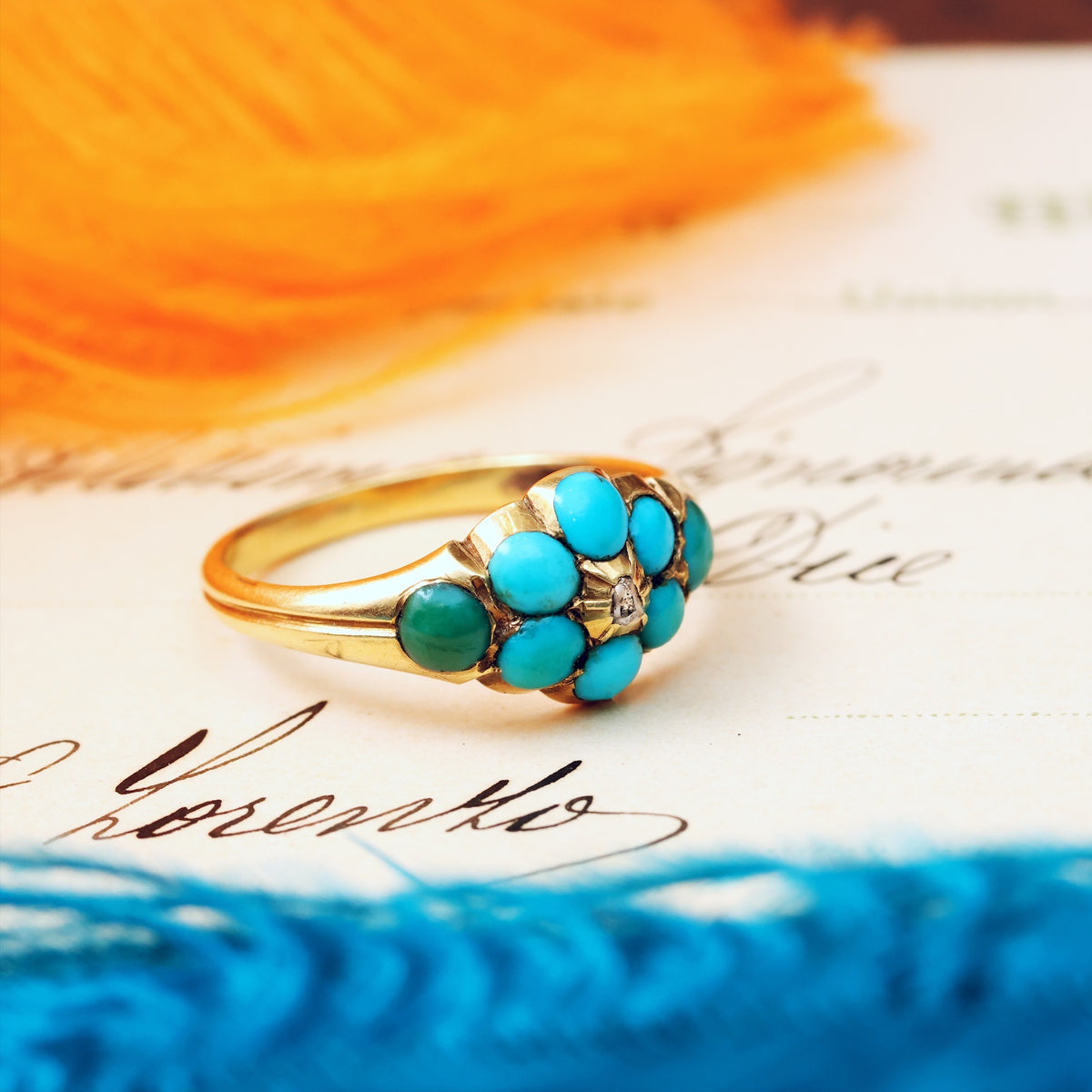 Fondest Victorian Turquoise Diamond 'Forget me not' Ring – Fetheray