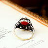 Vintage Coral & Marcasite Cocktail Dress Ring