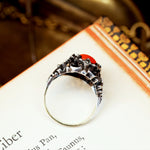 Vintage Coral & Marcasite Cocktail Dress Ring