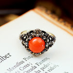 Vintage Coral & Marcasite Cocktail Dress Ring