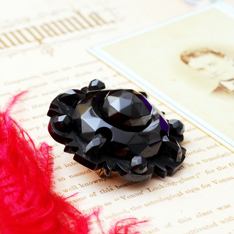 Circa 1870's Victorian Whitby Jet Brooch