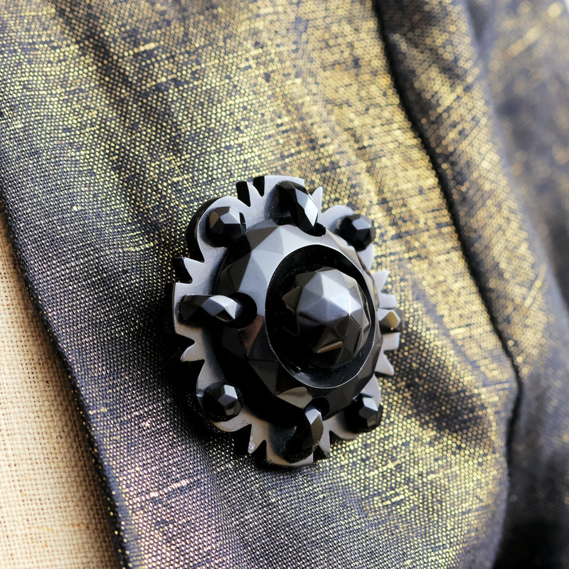Circa 1870's Victorian Whitby Jet Brooch