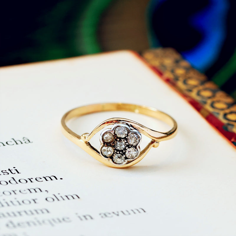 Sweet Antique Edwardian Floral Diamond Ring