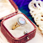 Splendid Rainbow Opal & Diamond Blossom Ring