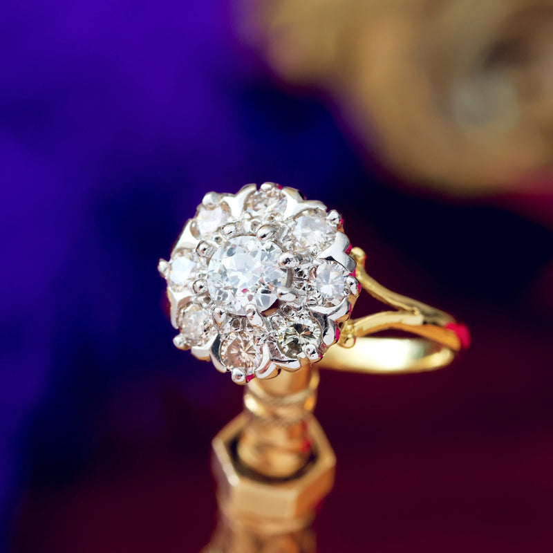 Awesome Loveliness! Vintage Diamond Cluster Engagement Ring