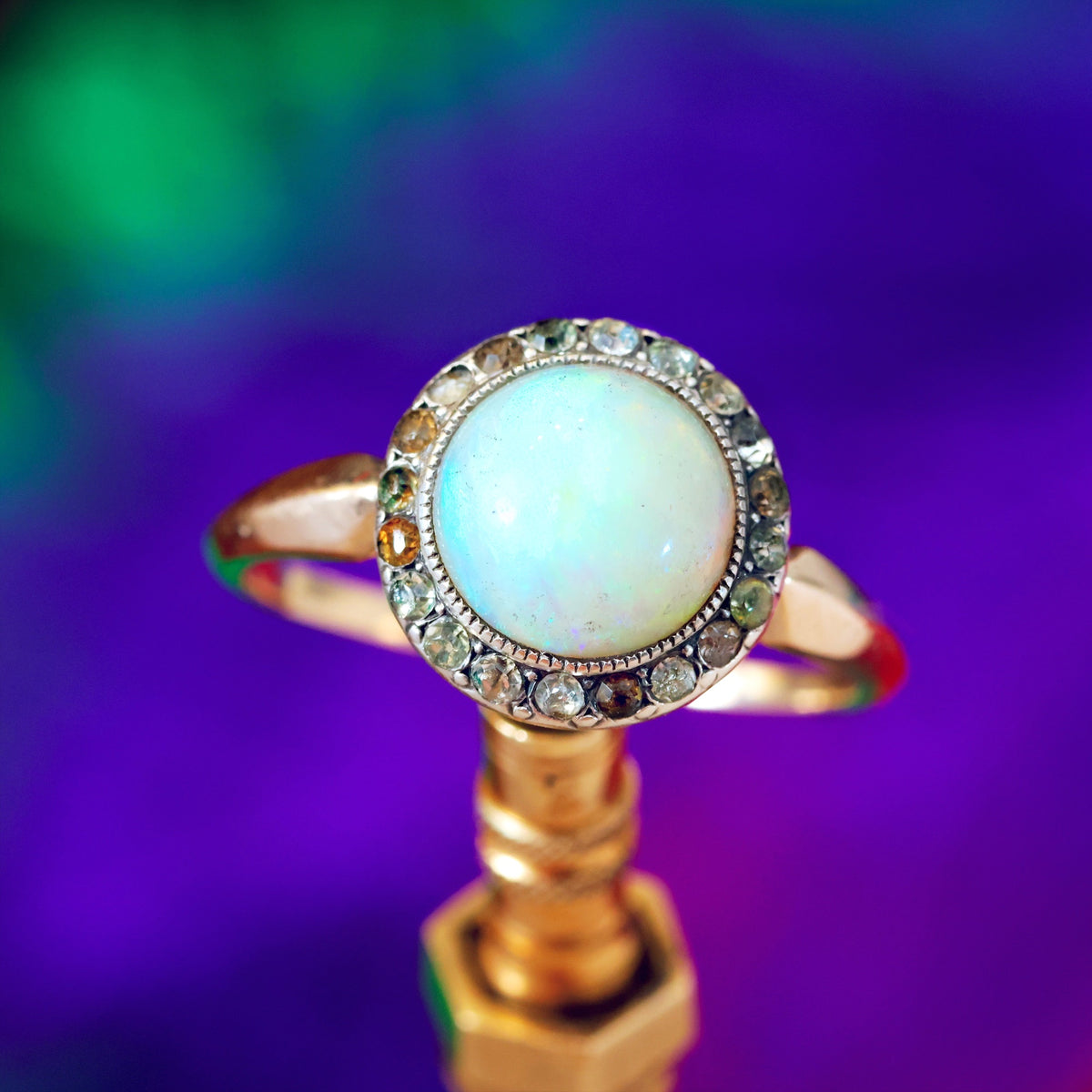 Vintage Lovely Opal & Paste Cluster Ring