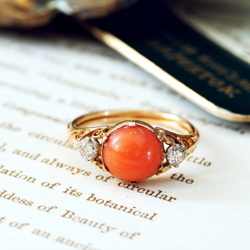 Antique Archaeological Revival Coral Ring