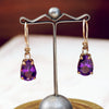 Vintage 18ct Gold Purple Amethyst & Diamond Earrings