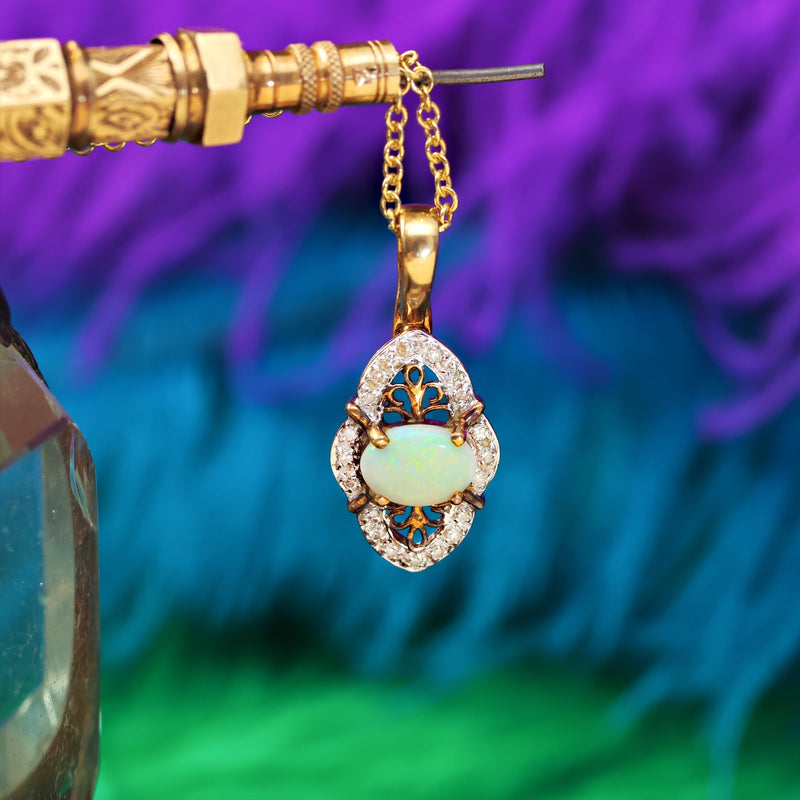 Vintage Opal & Diamond Pendant
