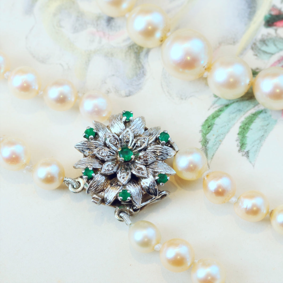 Vintage 1960's Double Row Cultured Saltwater Pearl Necklace