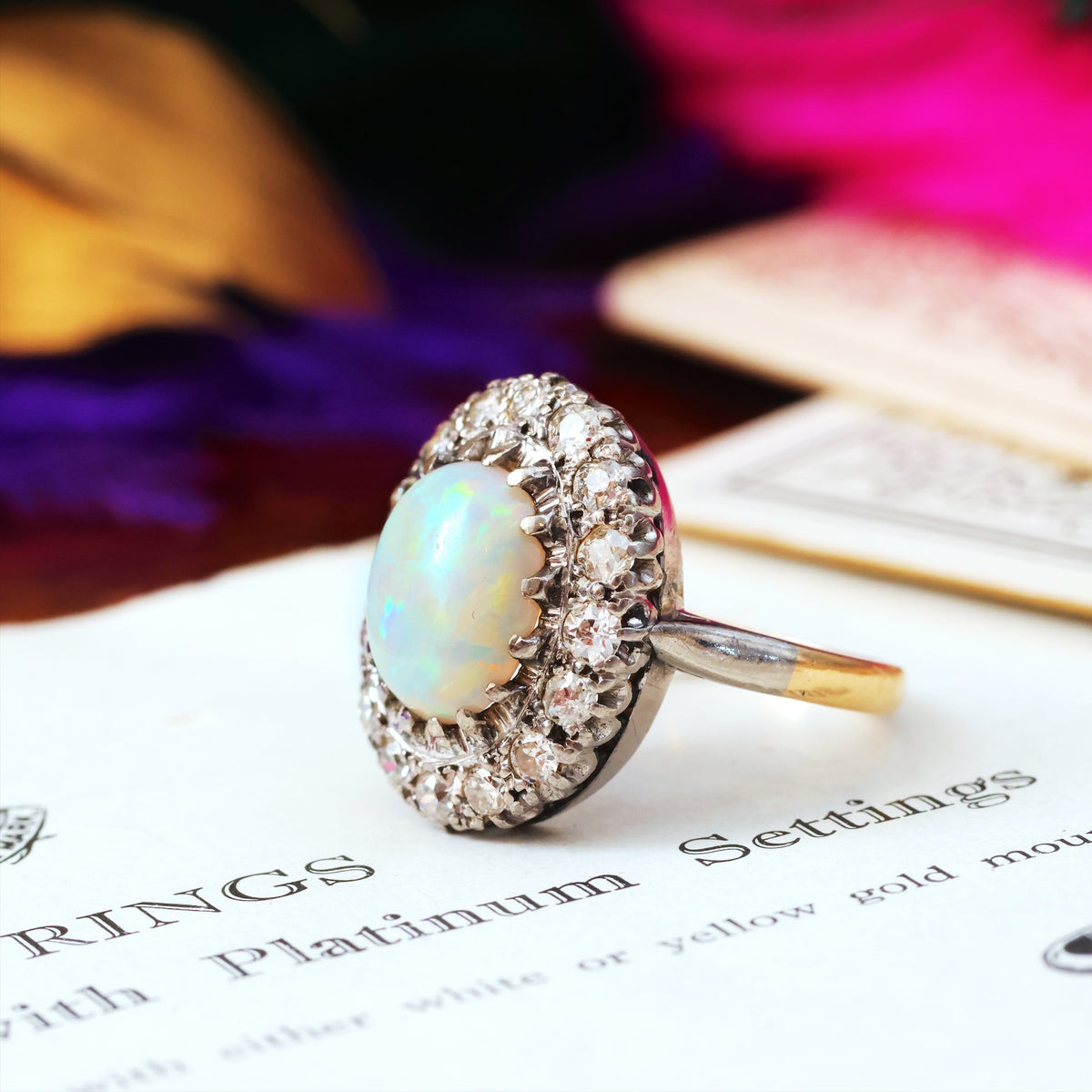 Vintage Glamour! Opal Diamond Cluster Cocktail Ring – Fetheray