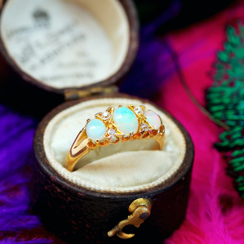 Victorian opal emerald ring - Gem