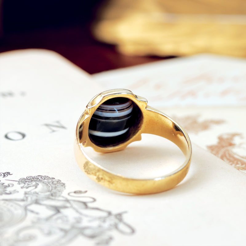 Agate signet ring sale