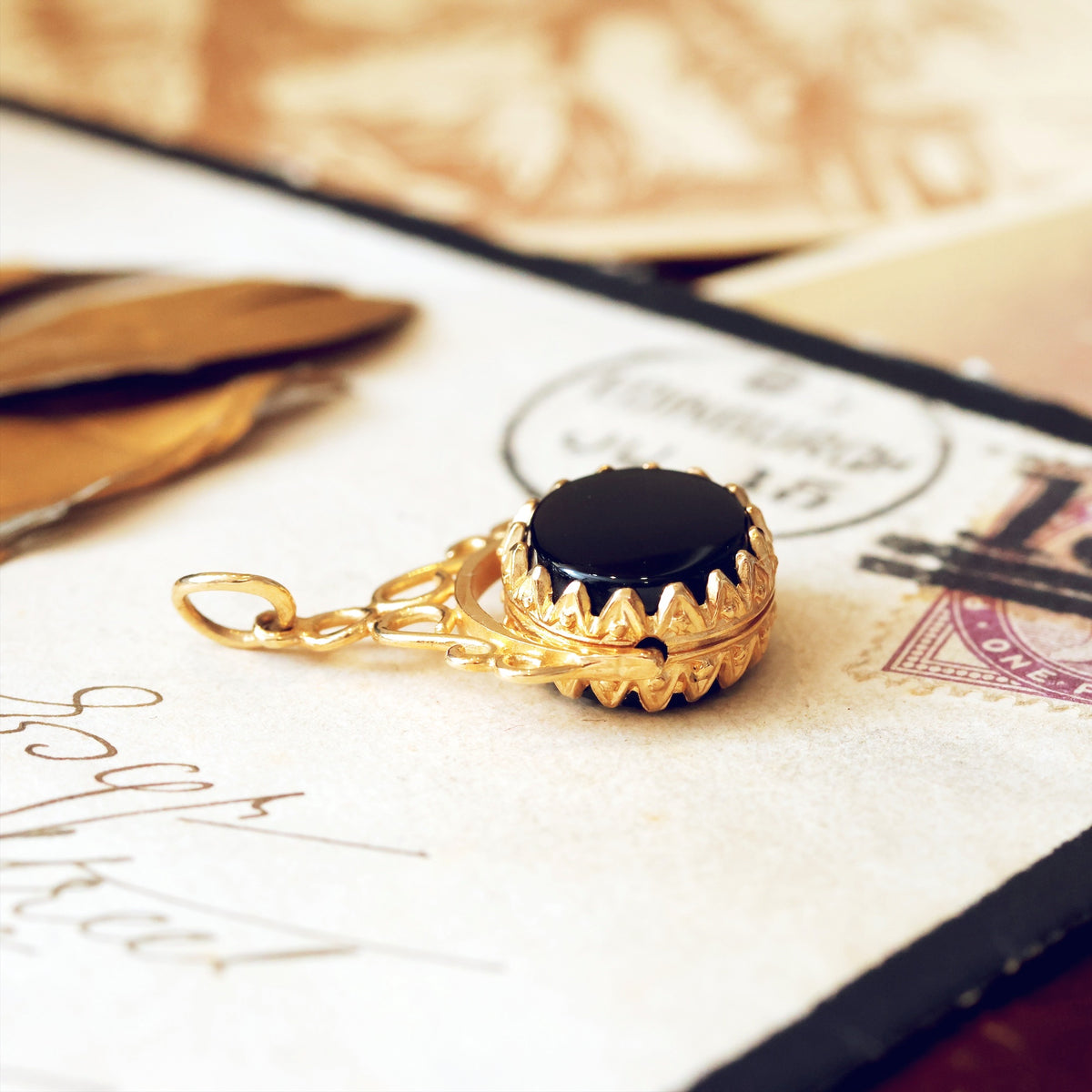 Vintage 1980's Bloodstone & Onyx Swivel Fob